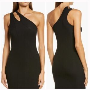 SKIMS Soft Lounge Ribbed Cut-Out One-Shoulder Dress - black